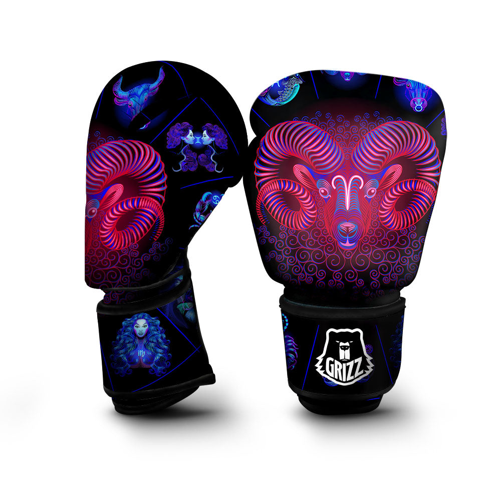 Astrological And Aries Signs Print Boxing Gloves-grizzshop