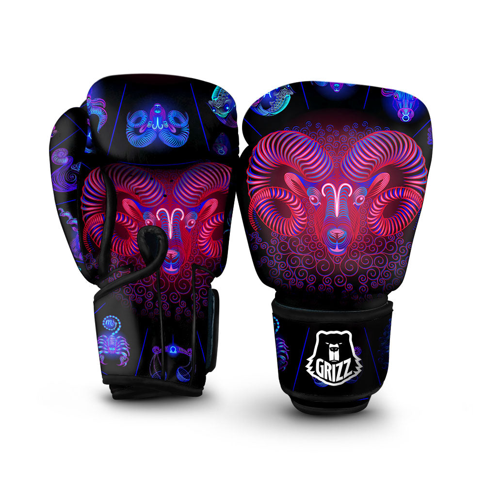 Astrological And Aries Signs Print Boxing Gloves-grizzshop