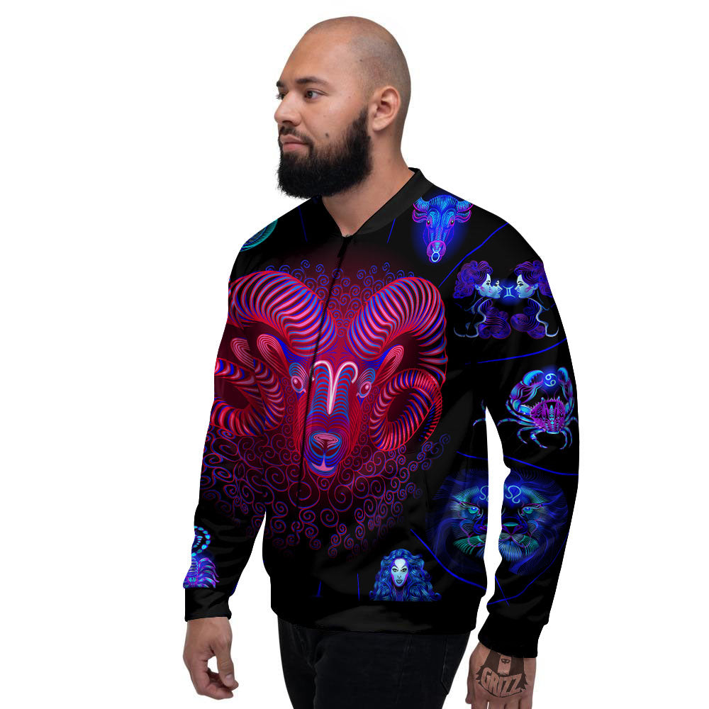 Astrological And Aries Signs Print Men's Bomber Jacket-grizzshop