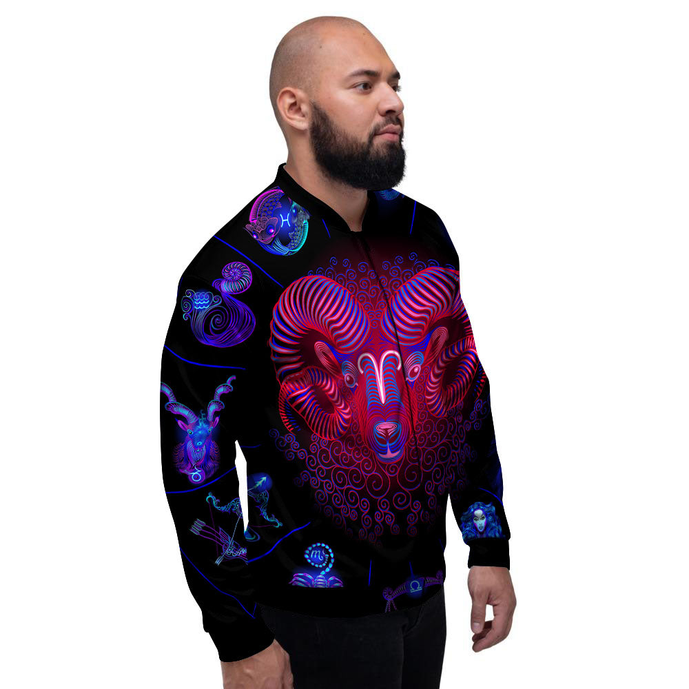 Astrological And Aries Signs Print Men's Bomber Jacket-grizzshop