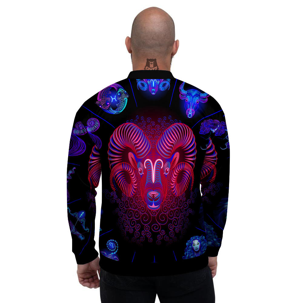 Astrological And Aries Signs Print Men's Bomber Jacket-grizzshop