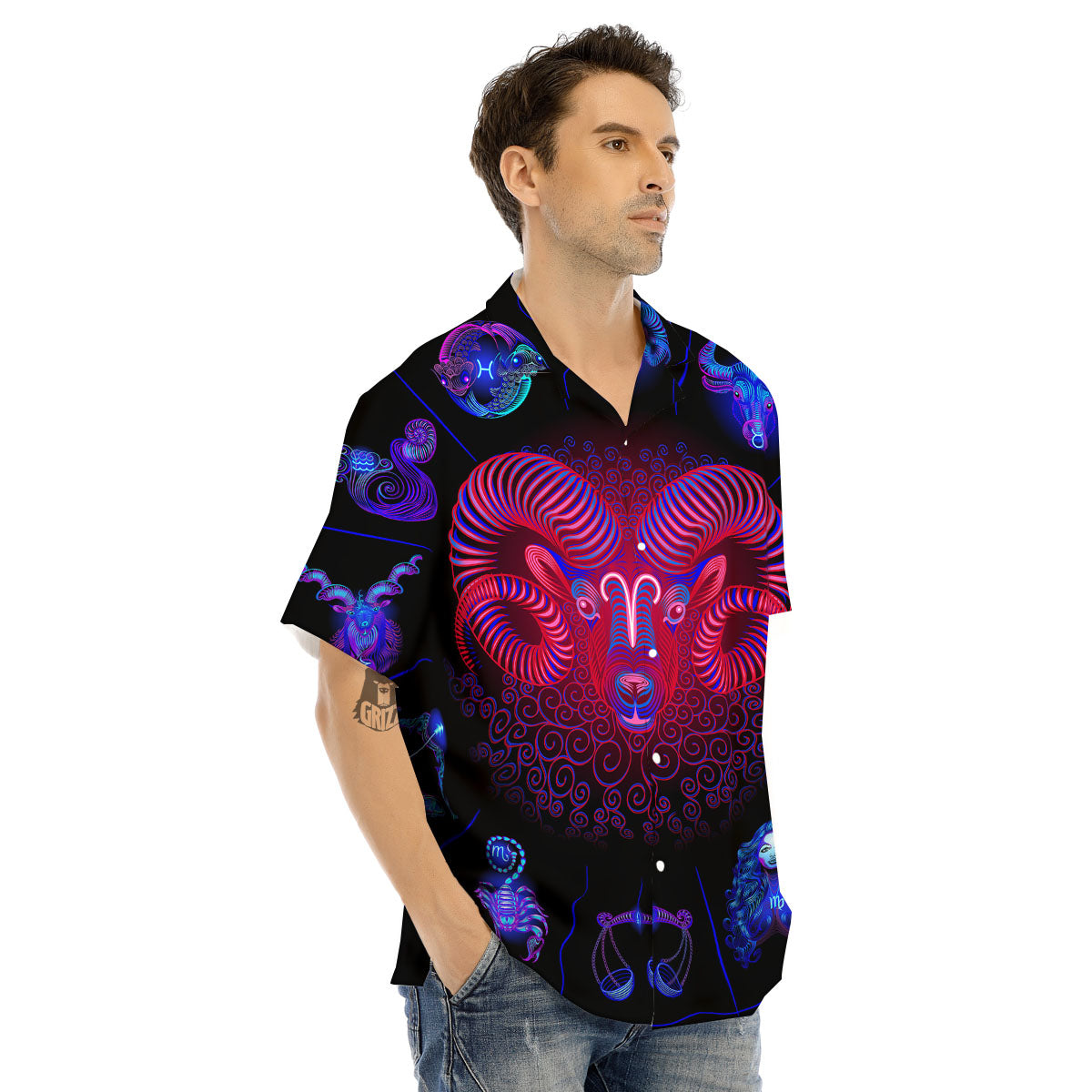 Astrological And Aries Signs Print Men's Hawaiian Shirt-grizzshop