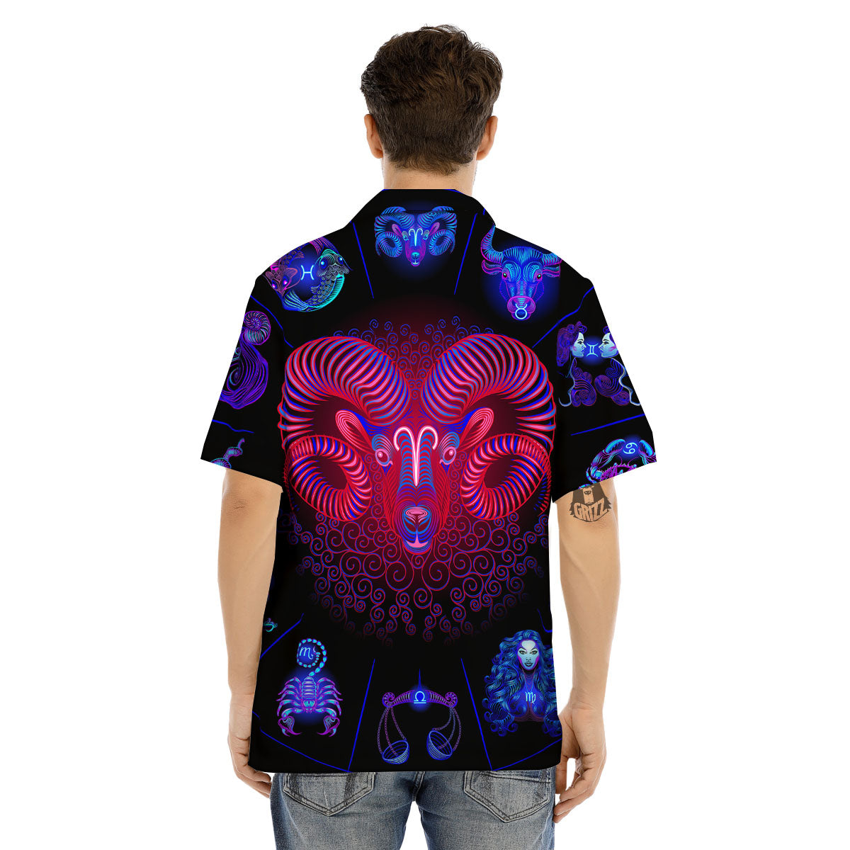 Astrological And Aries Signs Print Men's Hawaiian Shirt-grizzshop