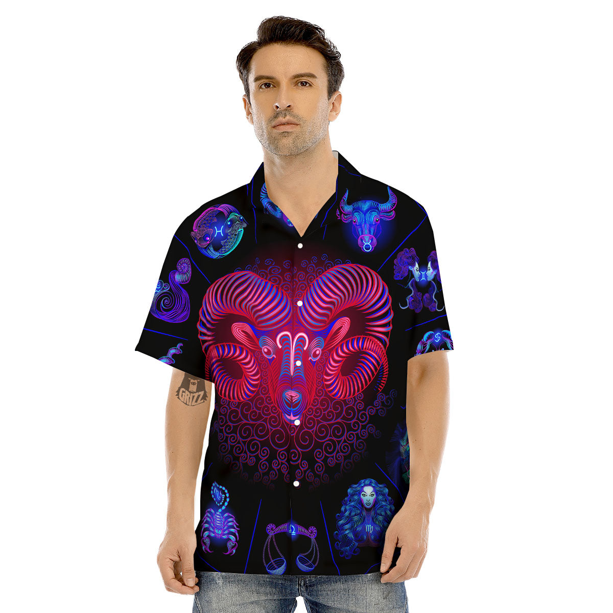 Astrological And Aries Signs Print Men's Hawaiian Shirt-grizzshop