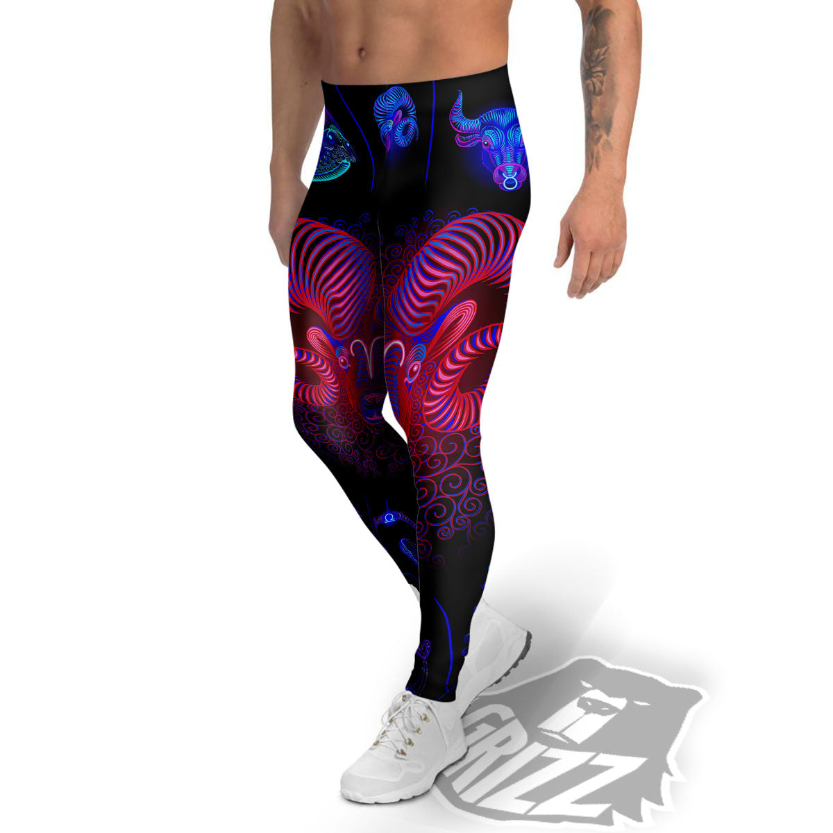 Astrological And Aries Signs Print Men's Leggings-grizzshop
