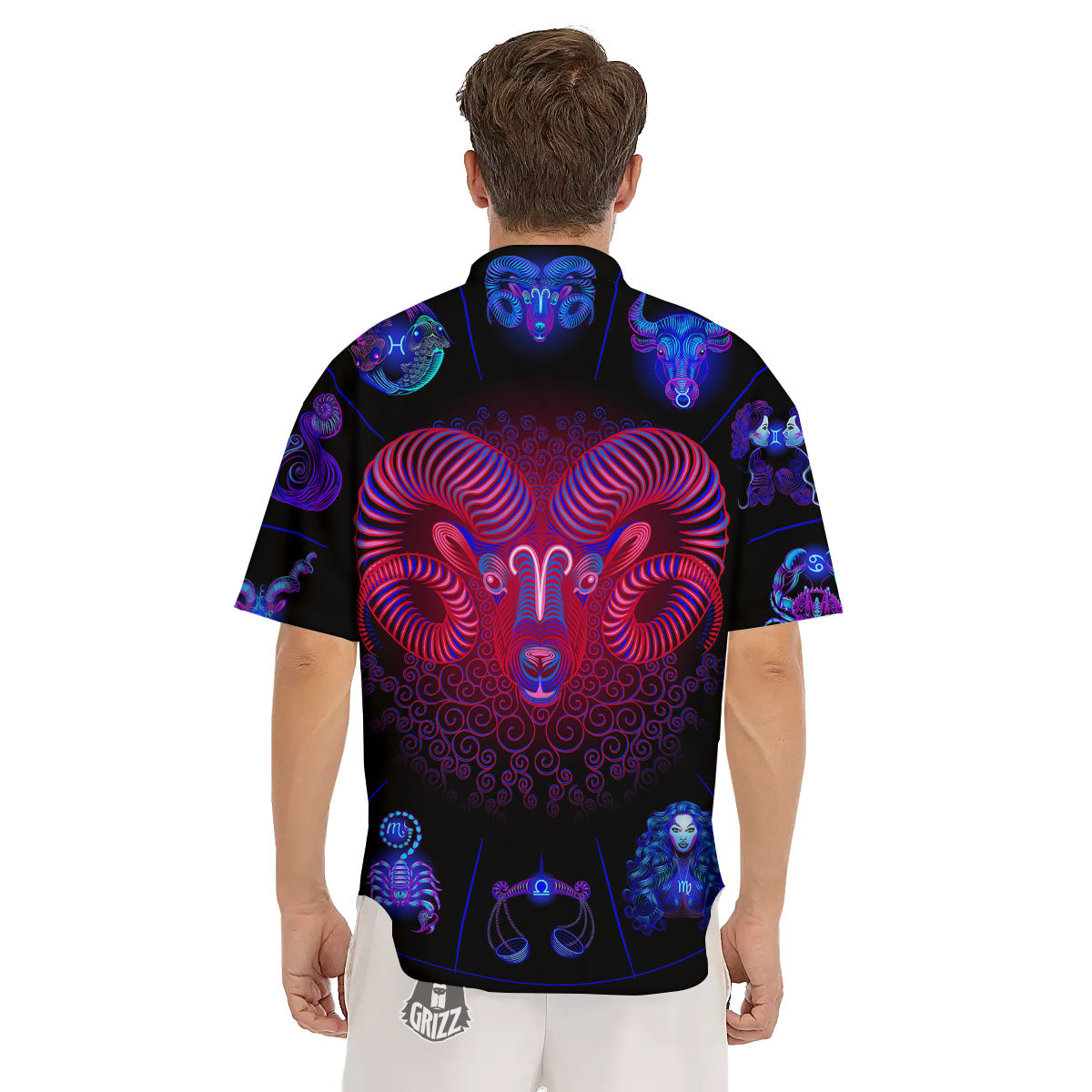 Astrological And Aries Signs Print Men's Short Sleeve Shirts-grizzshop