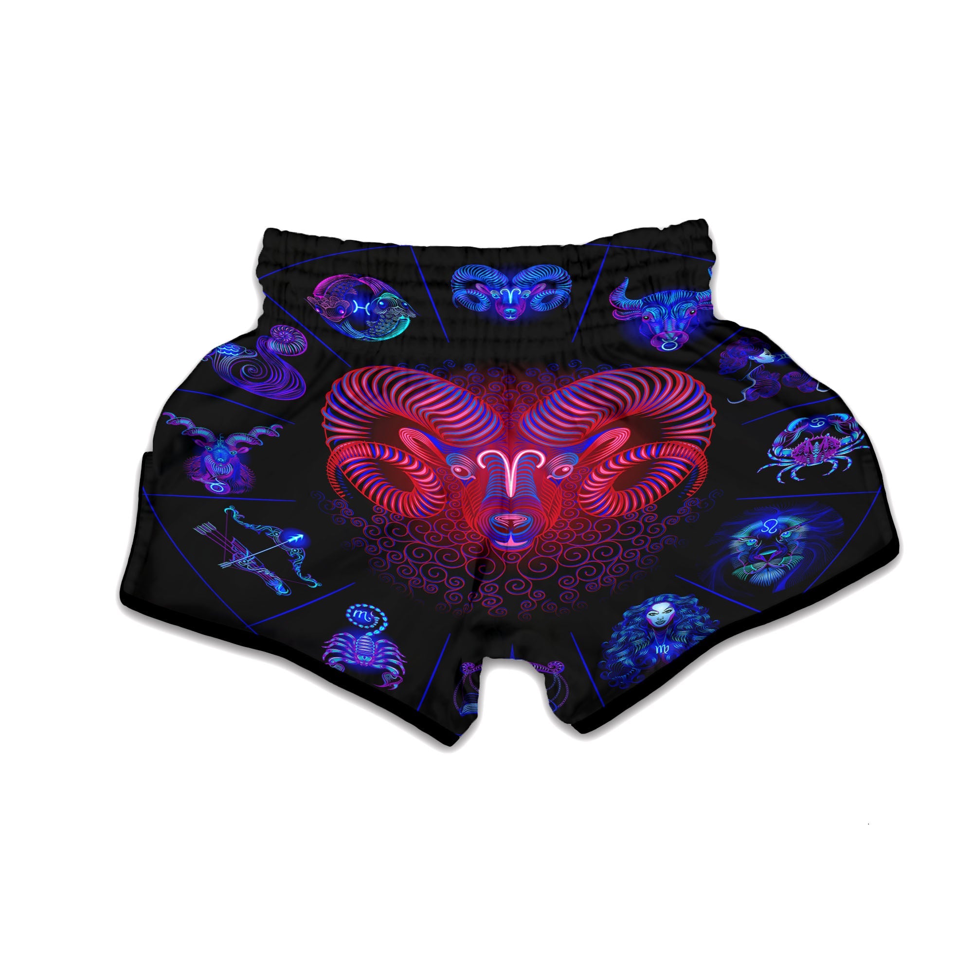 Astrological And Aries Signs Print Muay Thai Boxing Shorts-grizzshop