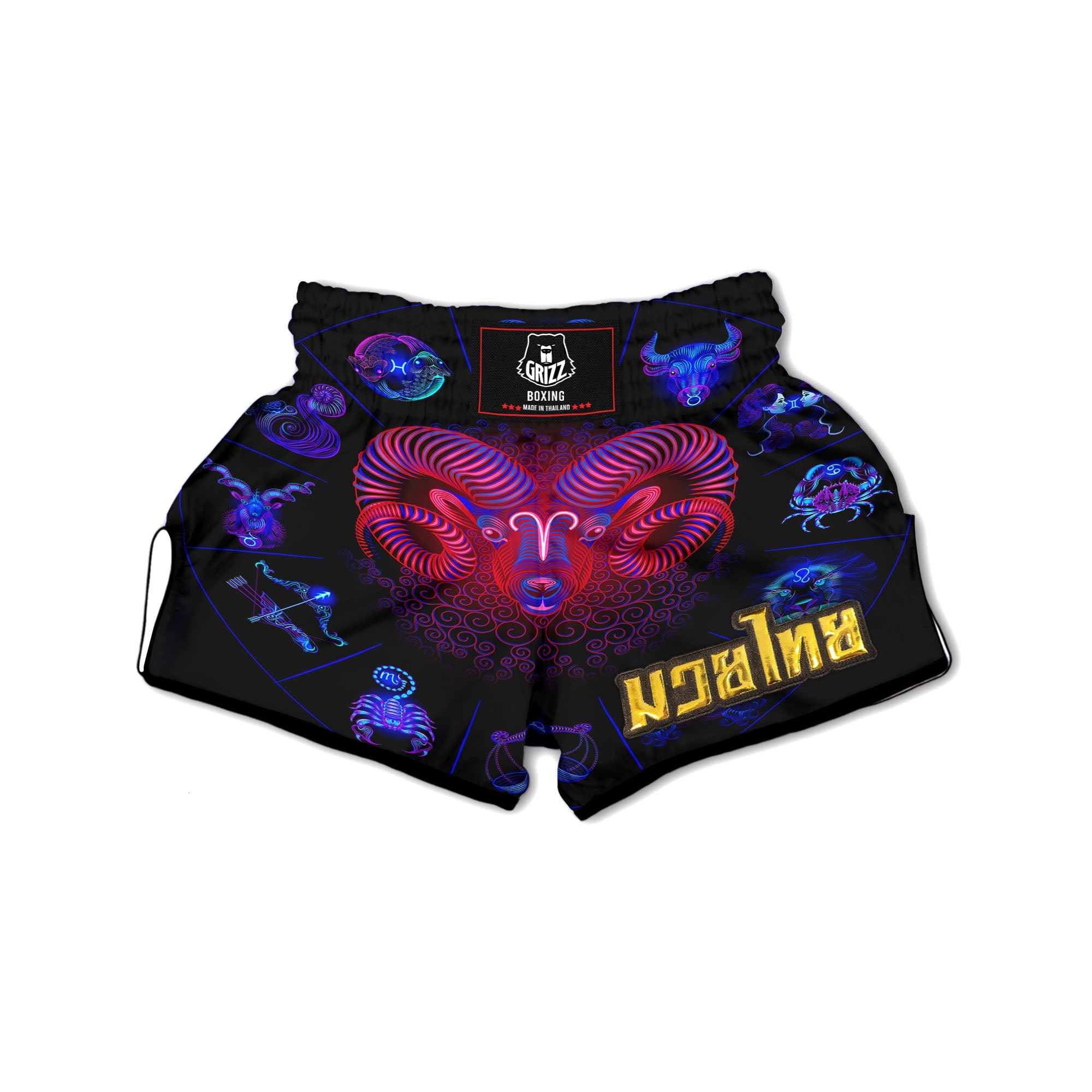 Astrological And Aries Signs Print Muay Thai Boxing Shorts-grizzshop