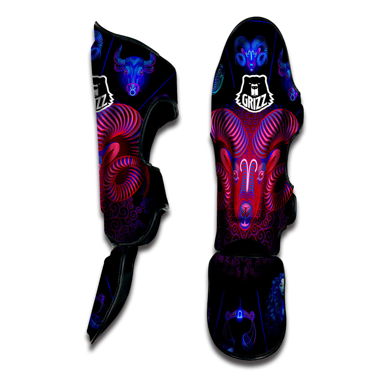 Astrological And Aries Signs Print Muay Thai Shin Guards-grizzshop