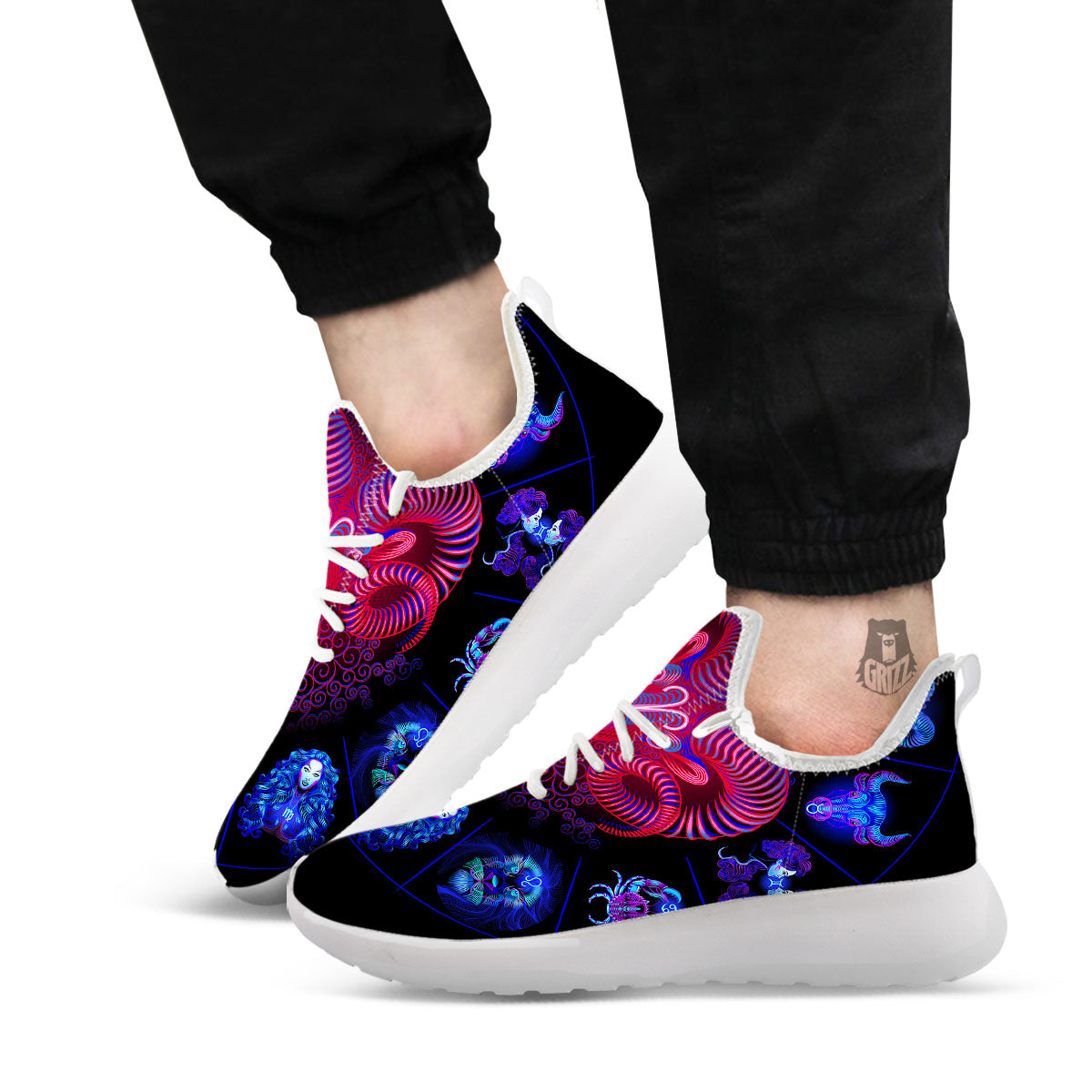 Astrological And Aries Signs Print White Athletic Shoes-grizzshop