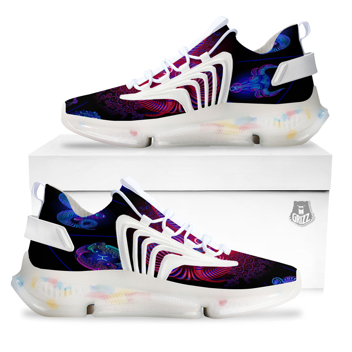 Astrological And Aries Signs Print White Gym Shoes-grizzshop