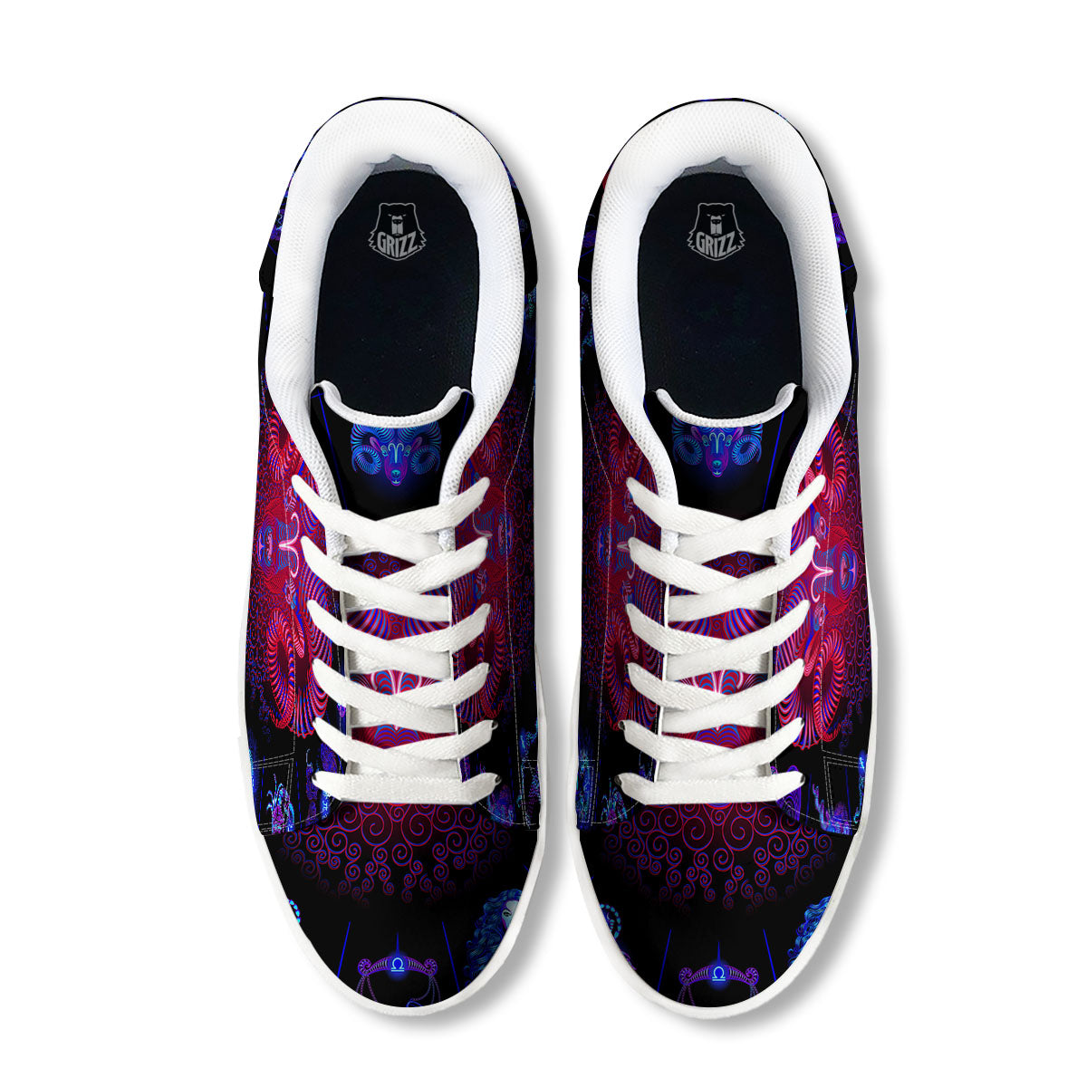 Astrological And Aries Signs Print White Low Top Sneakers-grizzshop