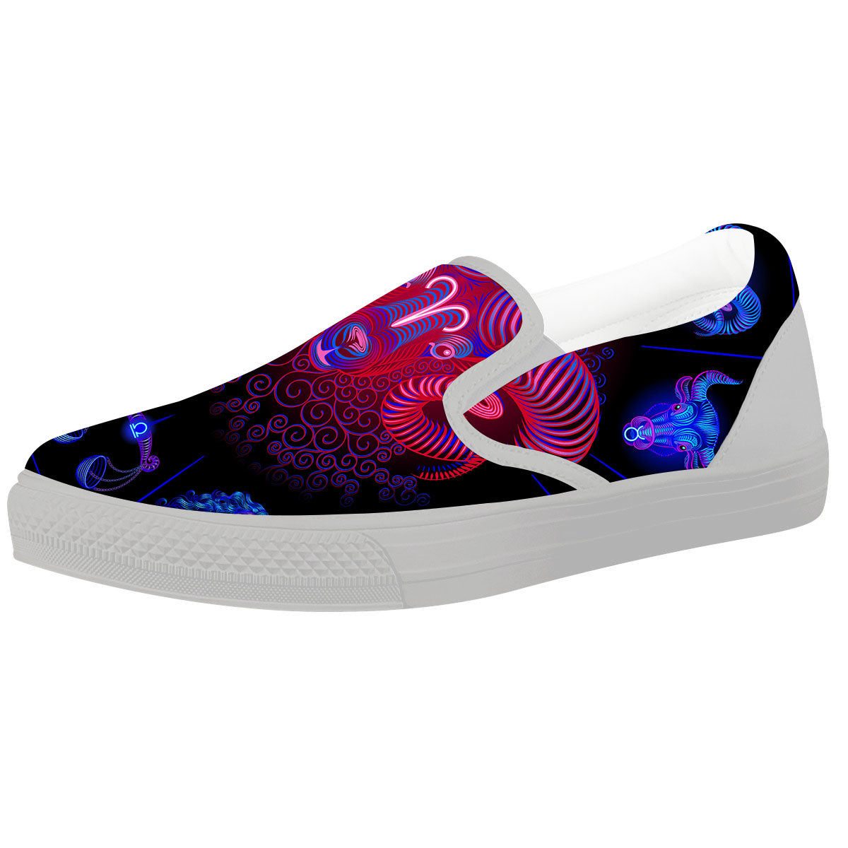 Astrological And Aries Signs Print White Slip On Shoes-grizzshop