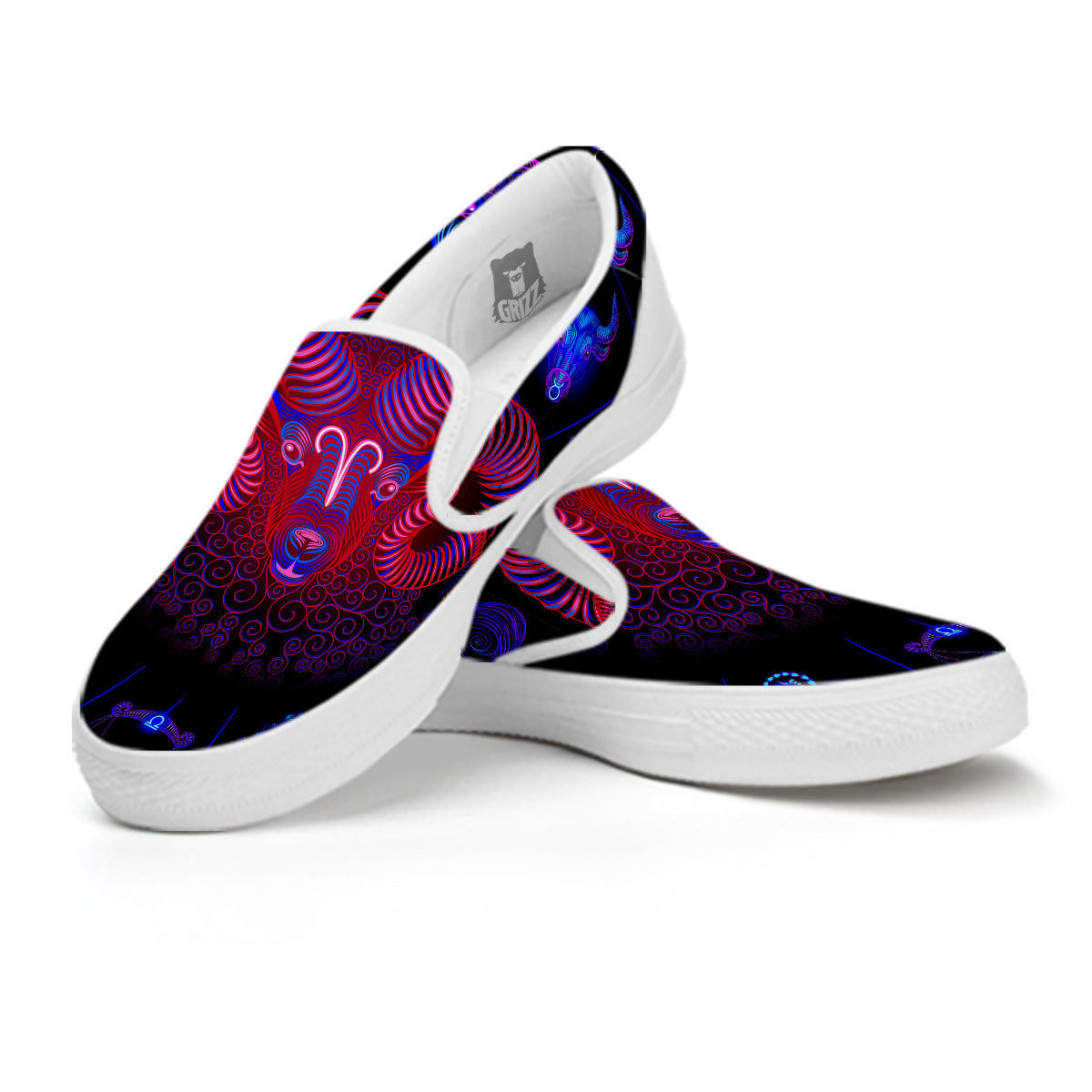 Astrological And Aries Signs Print White Slip On Shoes-grizzshop