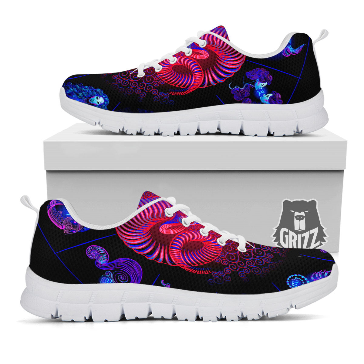 Astrological And Aries Signs Print White Sneaker-grizzshop