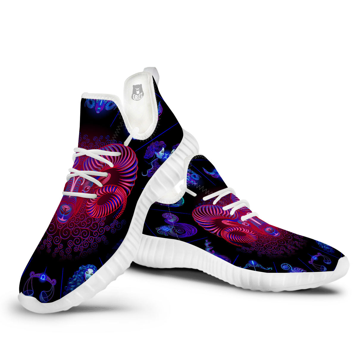 Astrological And Aries Signs Print White Walking Shoes-grizzshop