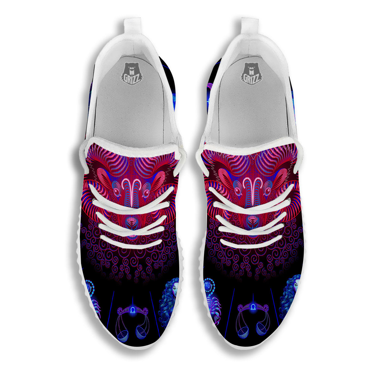Astrological And Aries Signs Print White Walking Shoes-grizzshop