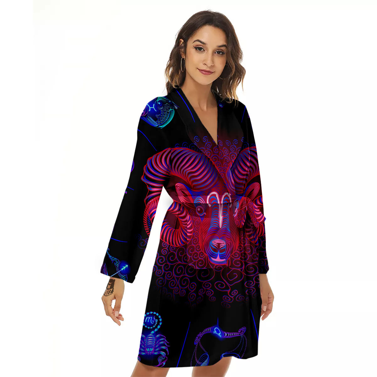 Astrological And Aries Signs Print Women's Robe-grizzshop