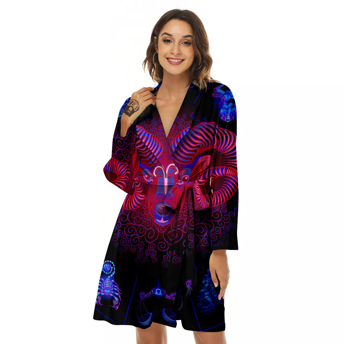 Astrological And Aries Signs Print Women's Robe-grizzshop