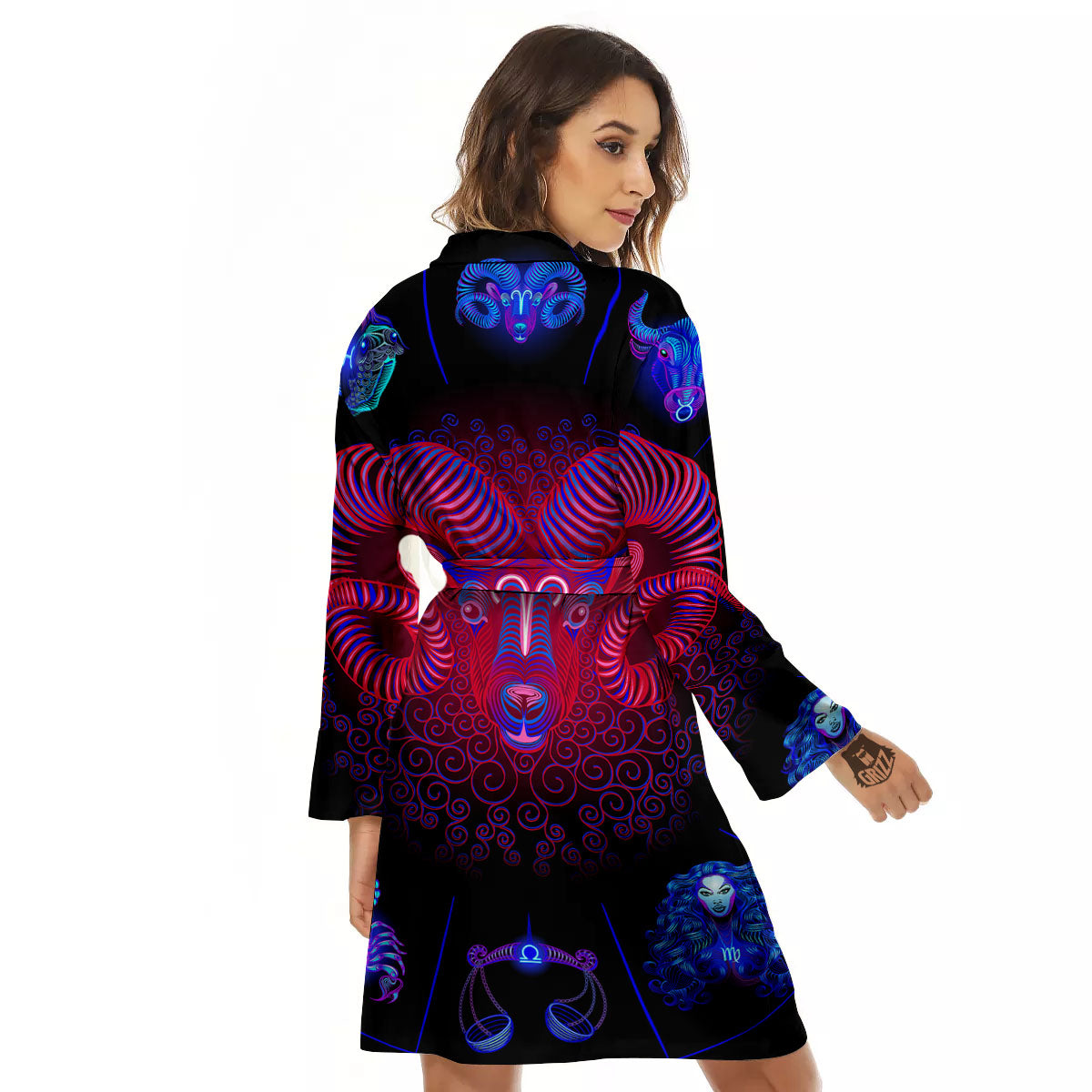 Astrological And Aries Signs Print Women's Robe-grizzshop
