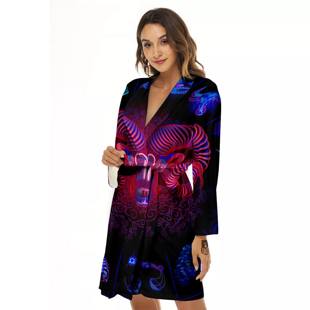 Astrological And Aries Signs Print Women's Robe-grizzshop