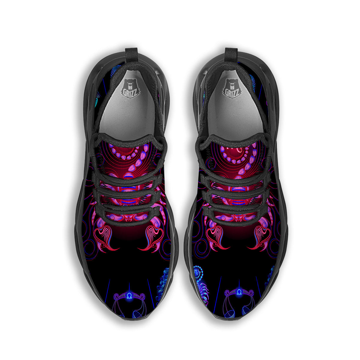 Astrological And Scorpio Signs Print Black Running Shoes-grizzshop