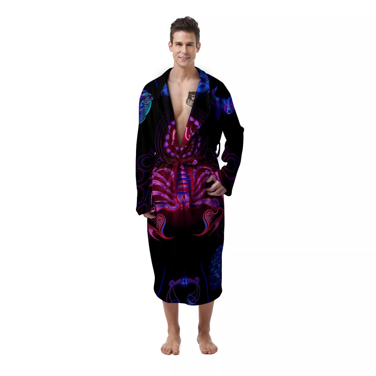 Astrological And Scorpio Signs Print Men's Robe-grizzshop