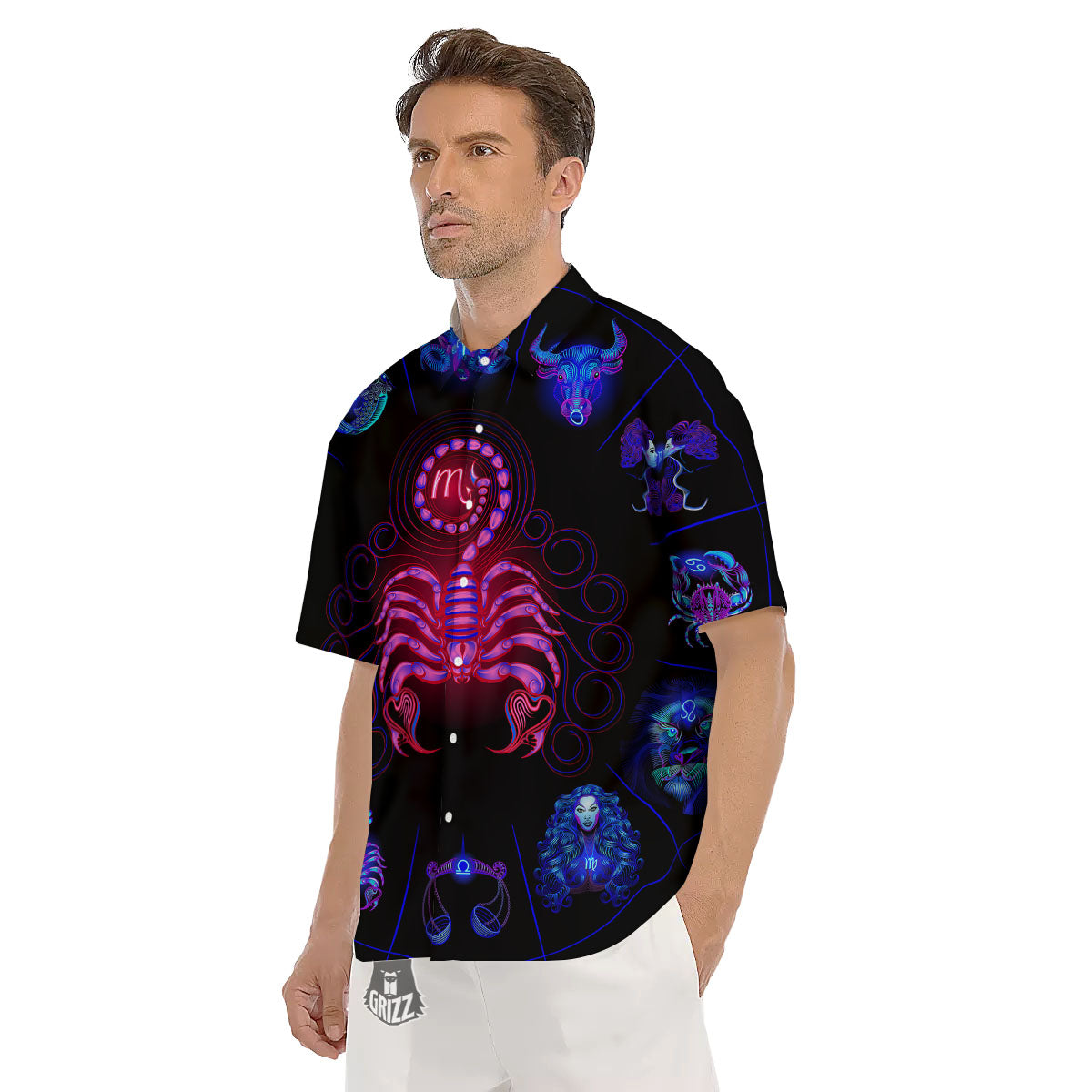 Astrological And Scorpio Signs Print Men's Short Sleeve Shirts-grizzshop