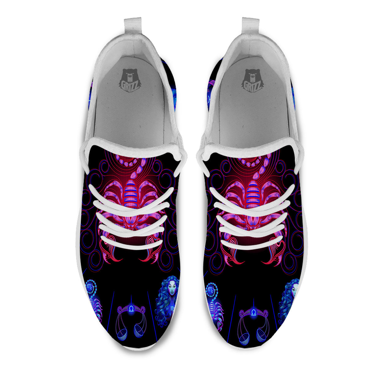 Astrological And Scorpio Signs Print White Athletic Shoes-grizzshop