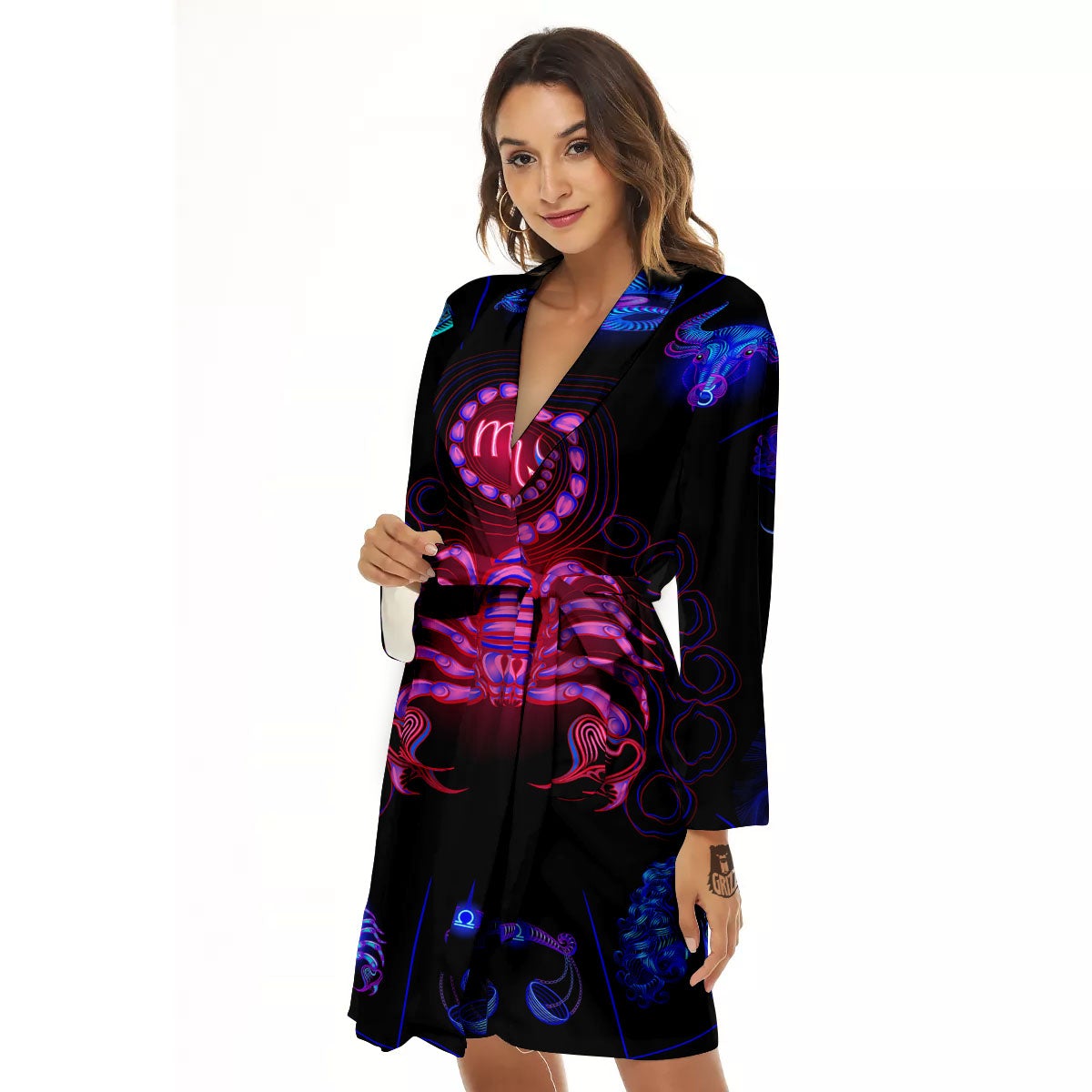 Astrological And Scorpio Signs Print Women's Robe-grizzshop