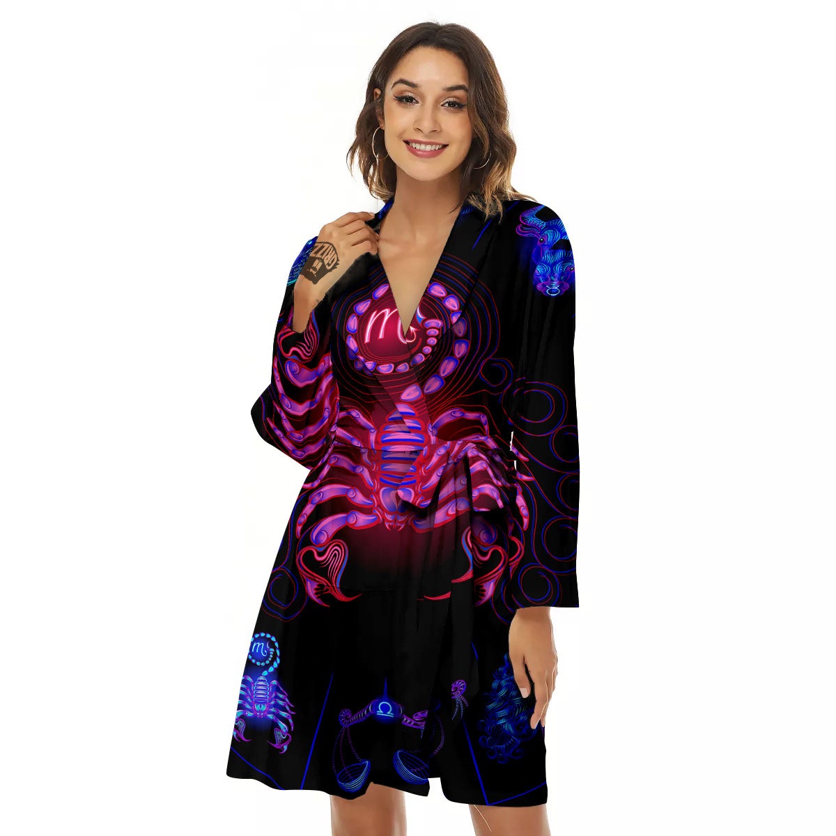 Astrological And Scorpio Signs Print Women's Robe-grizzshop