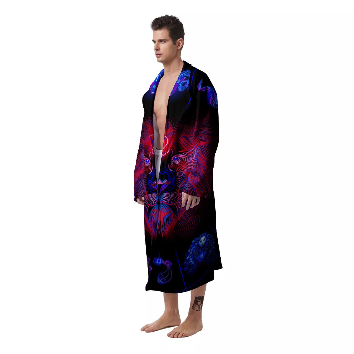 Astrological Leo Signs Leo Print Men's Robe-grizzshop