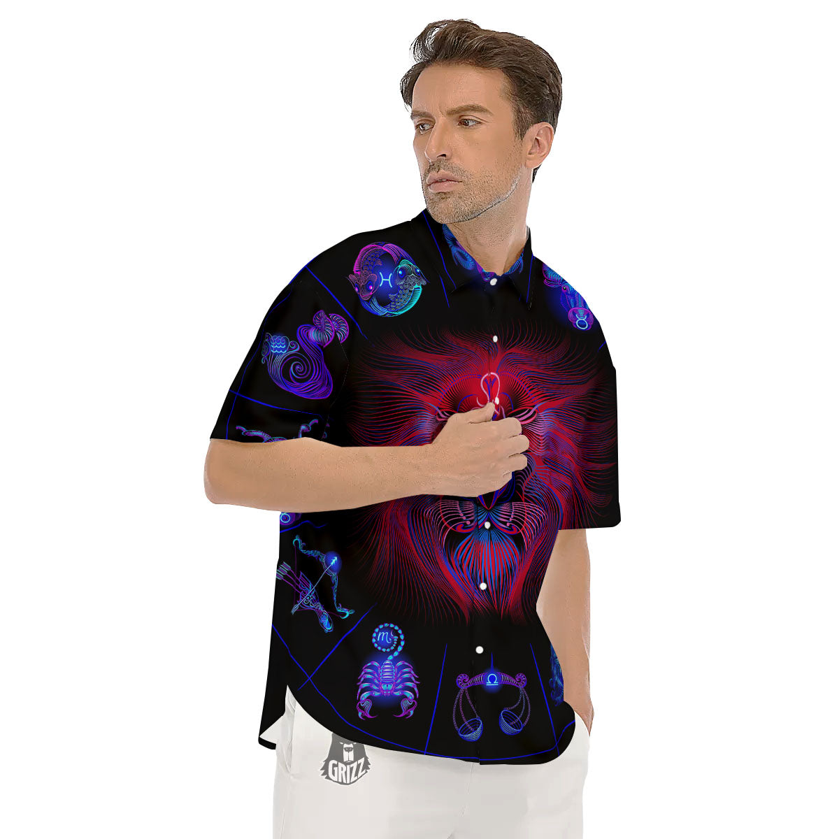 Astrological Leo Signs Leo Print Men's Short Sleeve Shirts-grizzshop