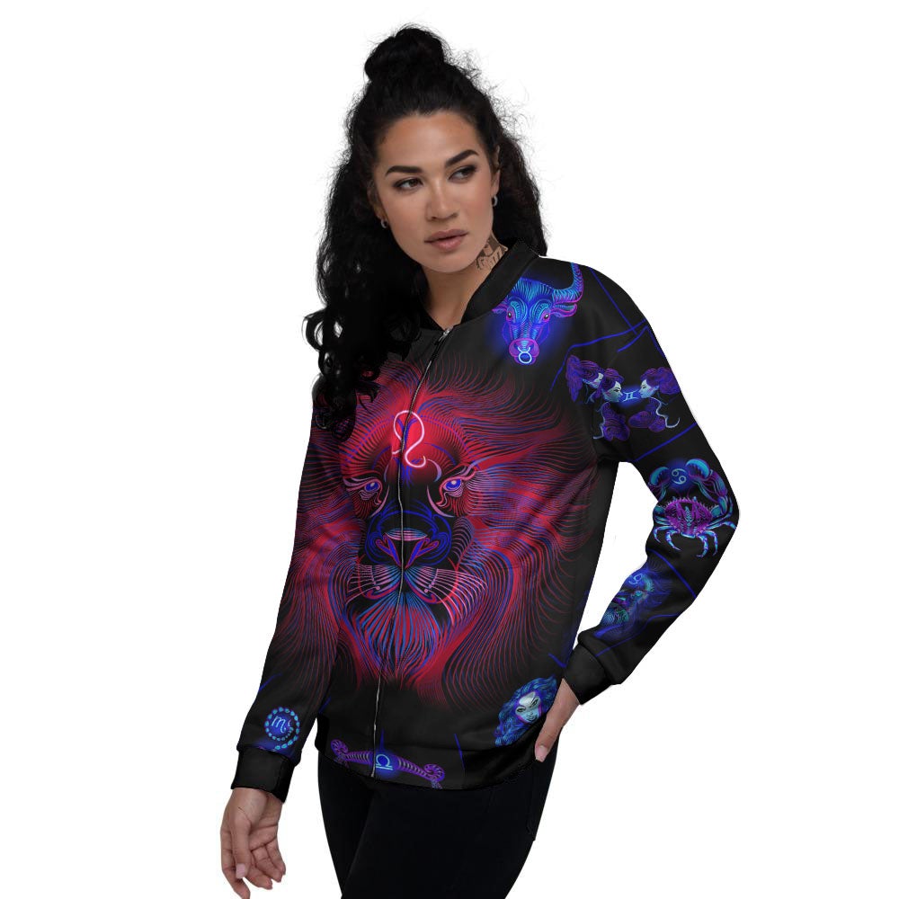 Astrological Leo Signs Leo Print Women's Bomber Jacket-grizzshop