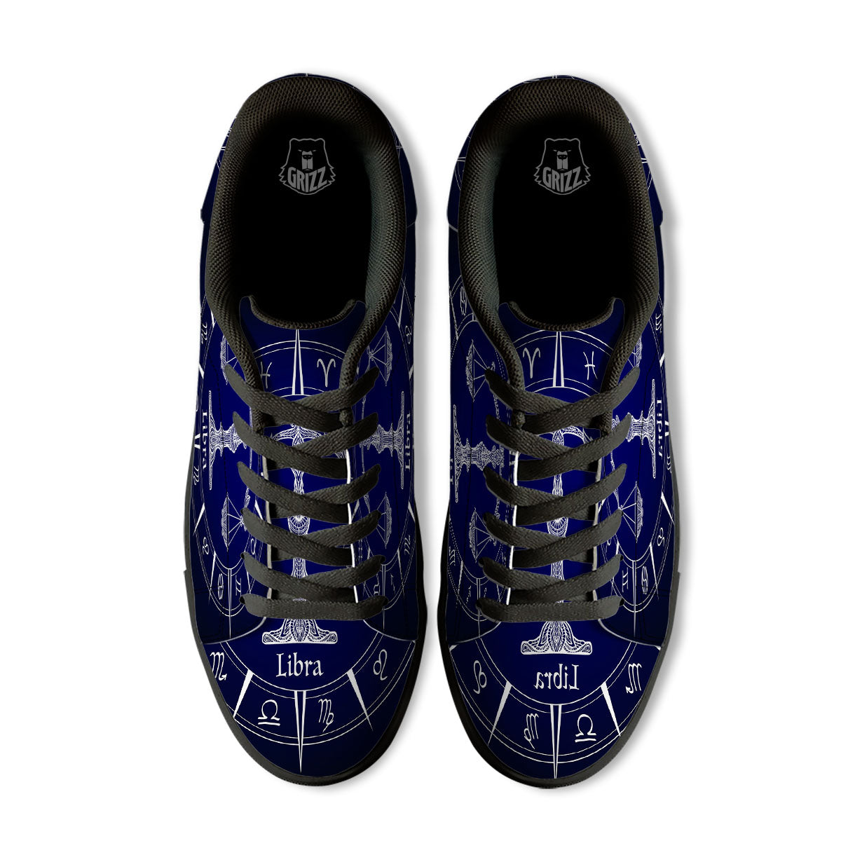 Astrological Libra Signs Libra Print Black Low Top Sneakers-grizzshop