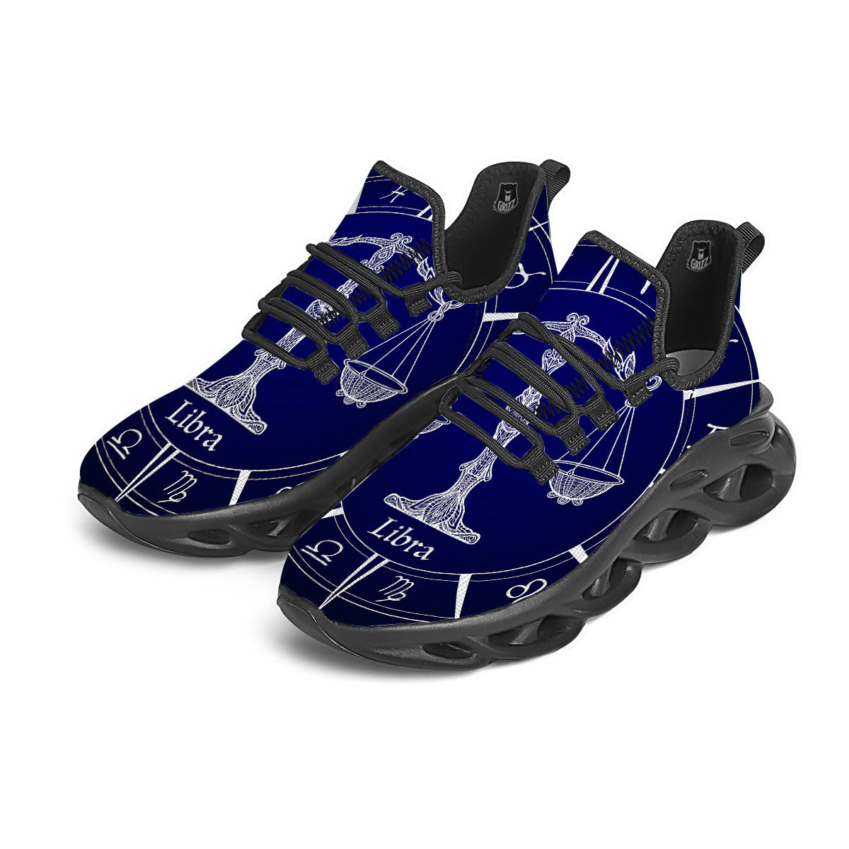 Astrological Libra Signs Libra Print Black Running Shoes-grizzshop