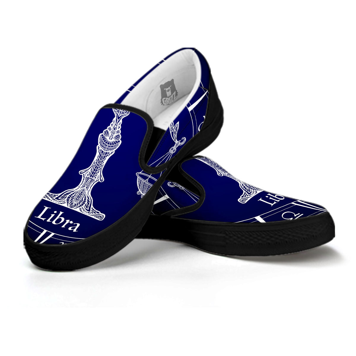 Astrological Libra Signs Libra Print Black Slip On Shoes-grizzshop