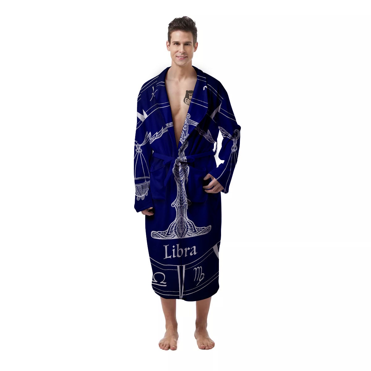 Astrological Libra Signs Libra Print Men's Robe-grizzshop