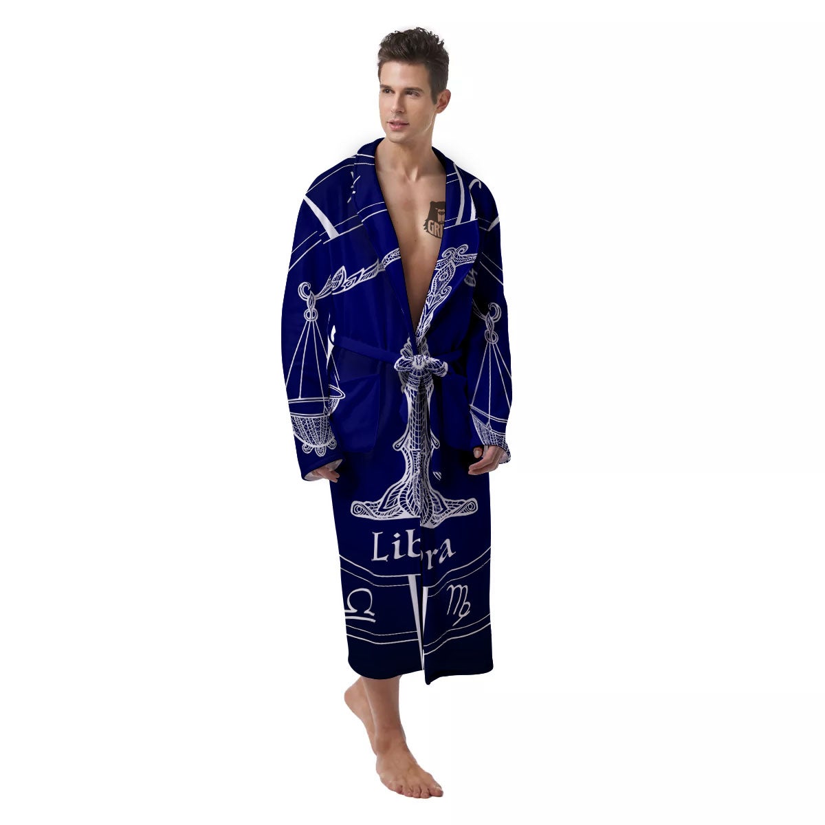 Astrological Libra Signs Libra Print Men's Robe-grizzshop