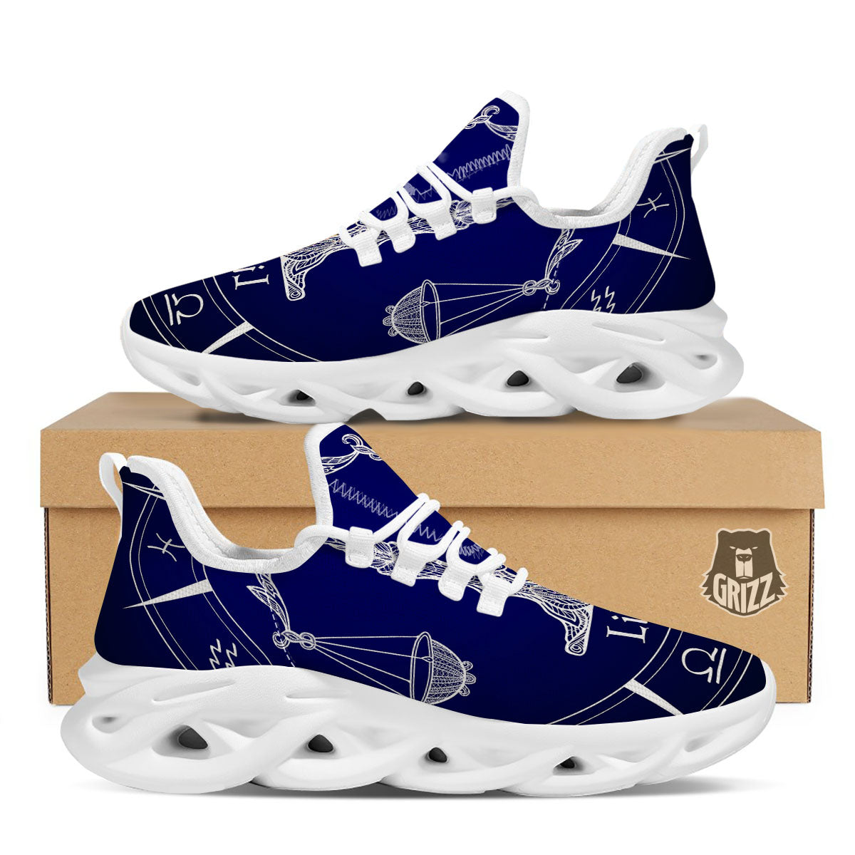 Astrological Libra Signs Libra Print White Running Shoes-grizzshop