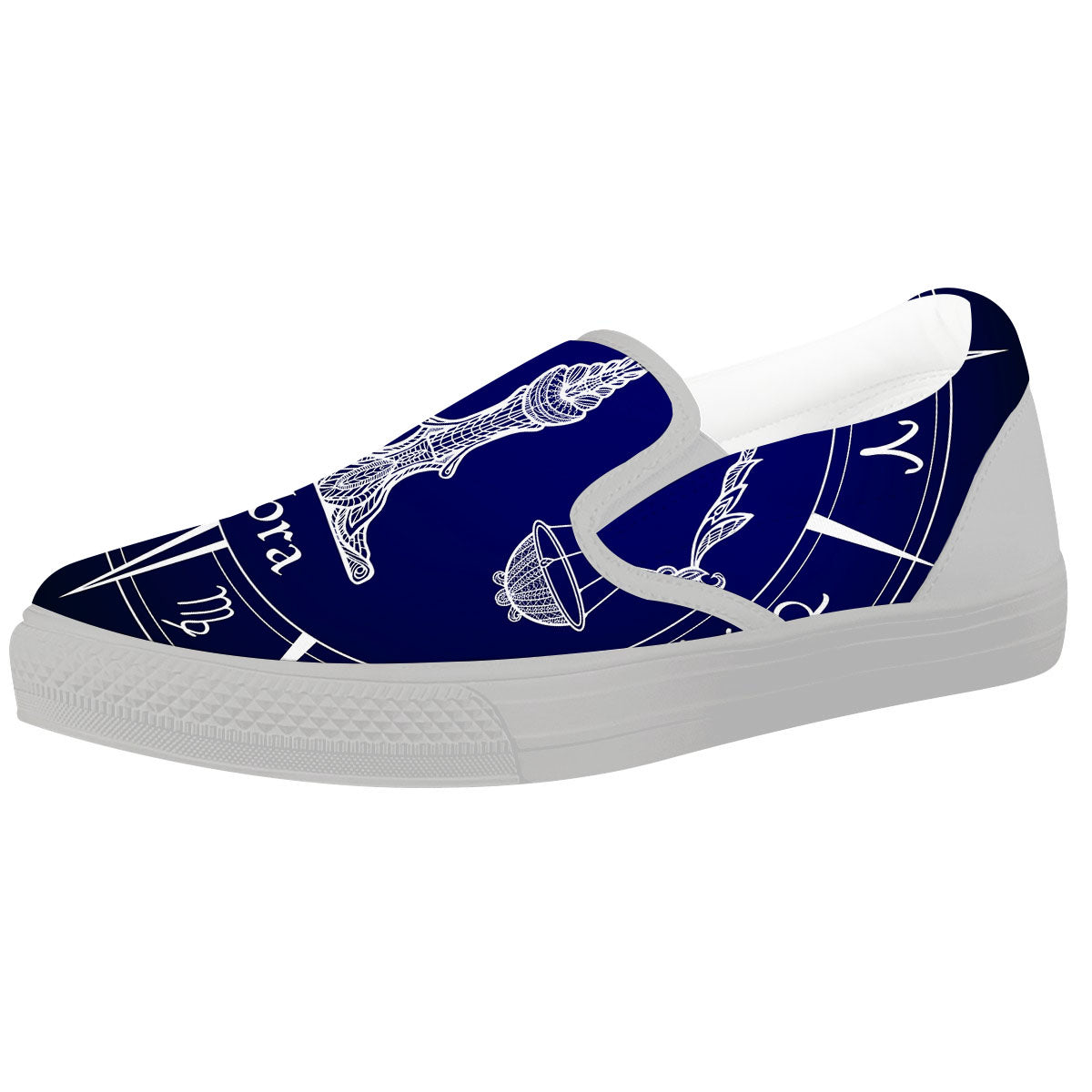 Astrological Libra Signs Libra Print White Slip On Shoes-grizzshop