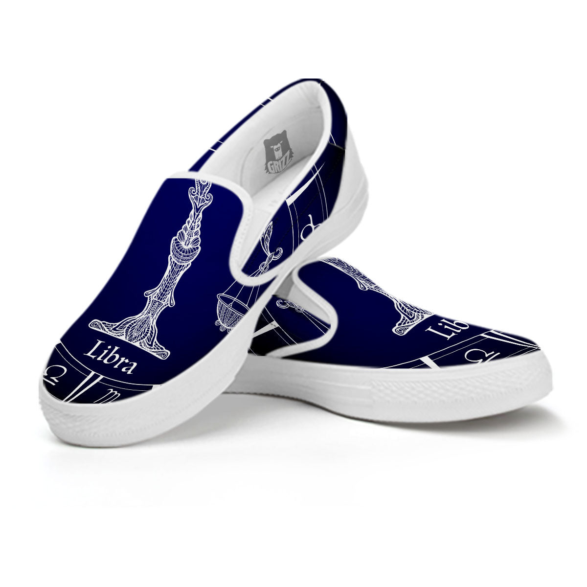 Astrological Libra Signs Libra Print White Slip On Shoes-grizzshop