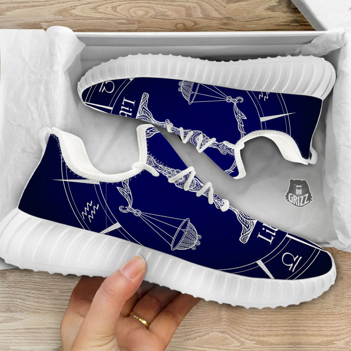 Astrological Libra Signs Libra Print White Walking Shoes-grizzshop