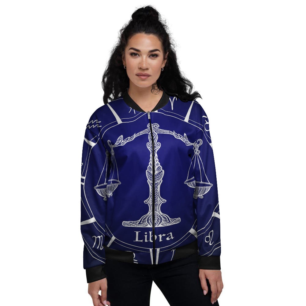 Astrological Libra Signs Libra Print Women's Bomber Jacket-grizzshop