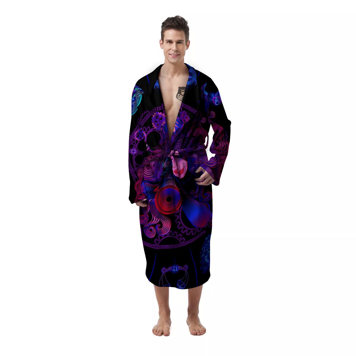 Astrological Signs And Sagittarius Print Men's Robe-grizzshop