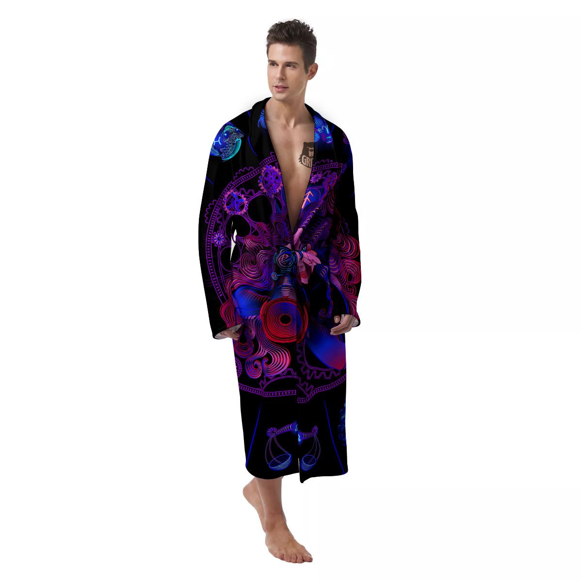 Astrological Signs And Sagittarius Print Men's Robe-grizzshop