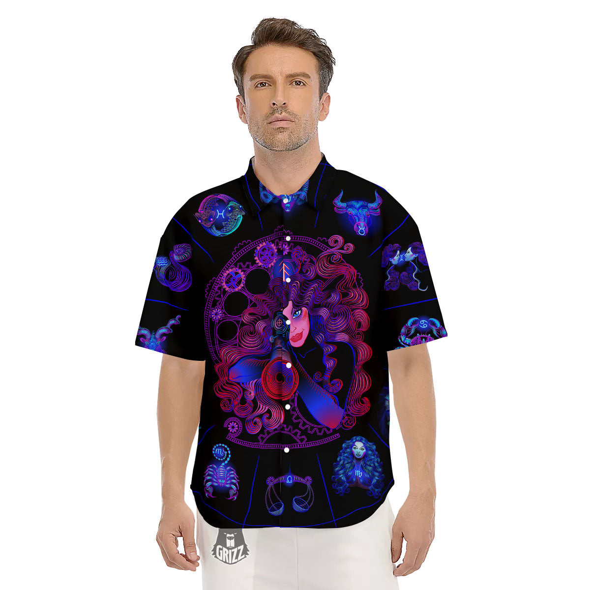 Astrological Signs And Sagittarius Print Men's Short Sleeve Shirts-grizzshop