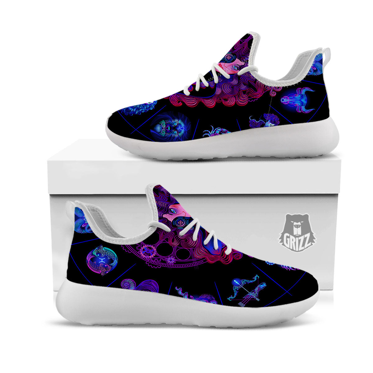 Astrological Signs And Sagittarius Print White Athletic Shoes-grizzshop