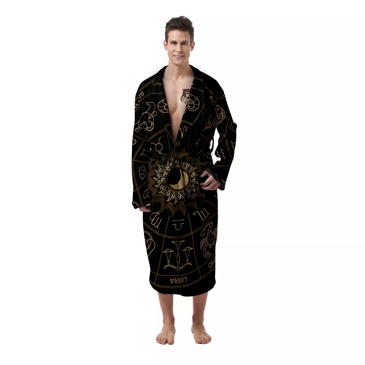 Astrology Zodiac Signs Print Men's Robe-grizzshop
