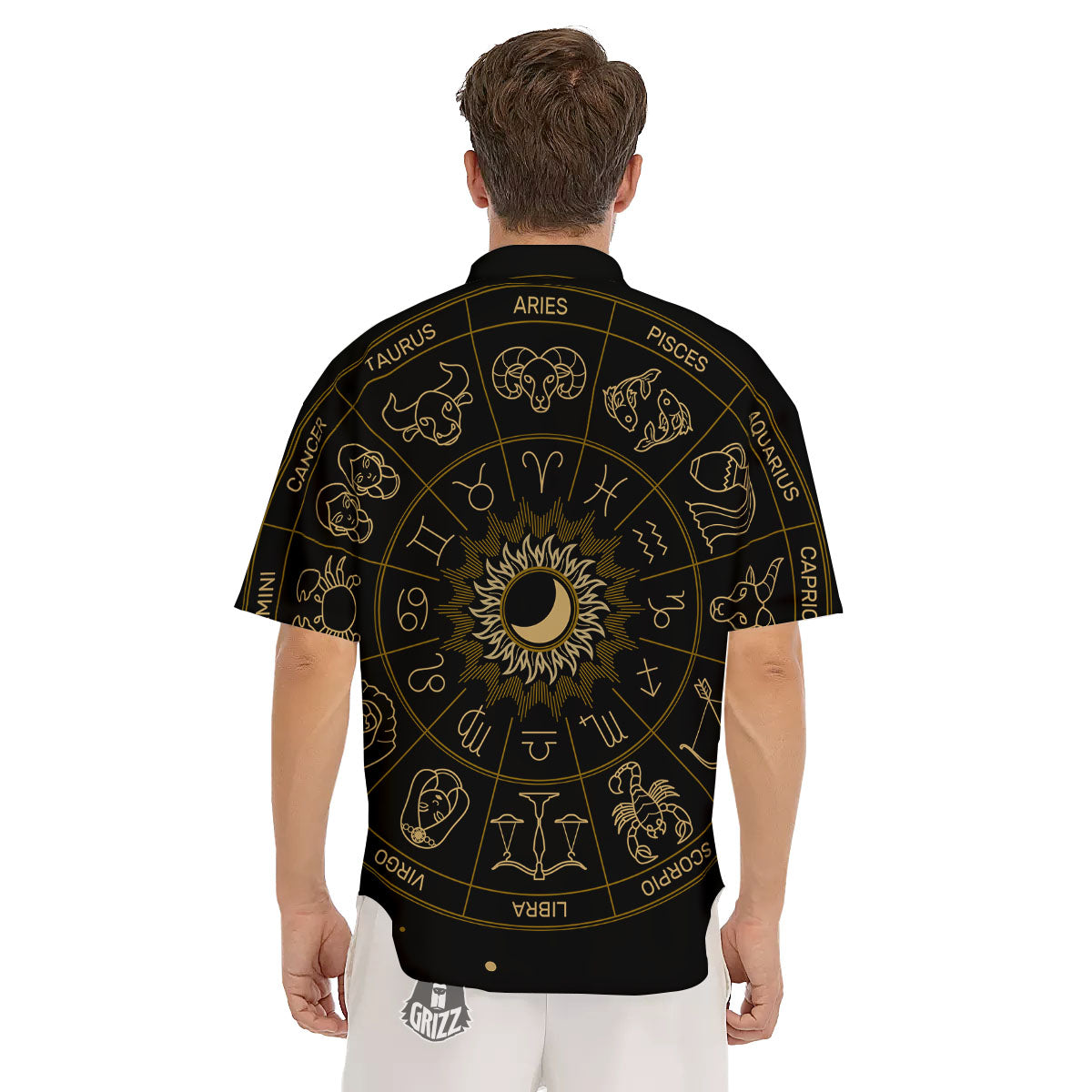 Astrology Zodiac Signs Print Men's Short Sleeve Shirts-grizzshop